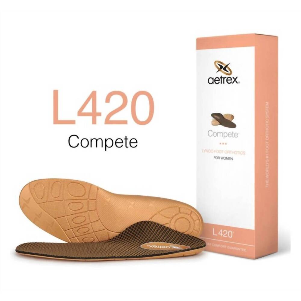 NEW AETREX women's compete posted orthotic insole in brown/tan